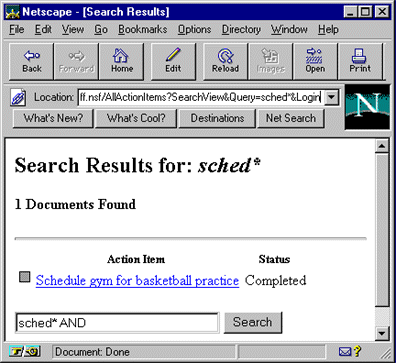 Search results, as returned by Domino